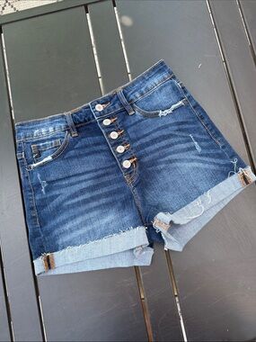 Kancan Estillo KC#9113D Dark Wash Denim Button-Fly Women's Shorts like new M